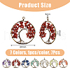 7 Chakra Copper Wired Wrapped Natural Mixed Gemstone Chip Big Pendants PALLOY-AB00196-2