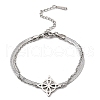 304 Stainless Steel Trinity Knot 2-Strand Square Snake Chains Bracelets for Women BJEW-Q335-03P-1