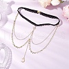 201 Stainless Steel & Brass Layered Star Sun Moon Tassel Thigh Leg Chains AJEW-AN00657-2