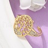 Brass Micro Pave Clear Cubic Zirconia Cuff Rings for Women RJEW-C126-04G-3