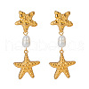Stainless Steel Starfish Dangle Stud Earrings HA8788-5