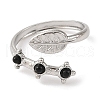 Natural Dyed & Heated Black Agate Finger Rings RJEW-F166-50P-2