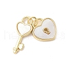 Brass Pave Natural White Shell Pendants KK-S522-15G-1