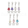 Flower ABS Plastic Pearl & Alloy Star Pendant Decorations HJEW-JM03132-2
