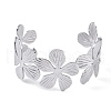 Non-Tarnish Flower 304 Stainless Steel Open Cuff Bangles for Women BJEW-M313-05P-2
