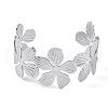 Flower 304 Stainless Steel Open Cuff Bangles for Women BJEW-M313-05P-2