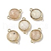 Brass Pave Natural Mixed Stone Faceted Flat Round Connector Charms G-U028-04G-2
