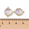 Brass Pave Natural Amethyts Faceted Flat Round Connector Charms G-U028-04G-09-3