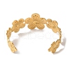Stainless Steel Flower Open Cuff Bangles for Women BJEW-G719-13G-3