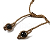 Natural Obsidian Bullet Bullet Braided Bead Bracelets BJEW-K225-01D-3