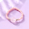 Natural Rose Quartz Stretch Rings RJEW-JR00255-03-4