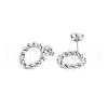 Non-Tarnish 304 Stainless Steel Twist Rope Ring Stud Earrings for Woman EJEW-N097-006P-2