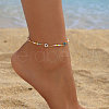 Bohemian Style Brass Enamel Heart & Porcelain Colorful Beaded Anklets for Women Vacation Beach DX4433-5