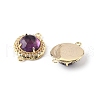 Natural Amethyst Faceted Connector Charms G-H323-03G-11-2
