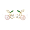 Cherry Brass Clear Cubic Zirconia Stud Earrings KK-D301-13G-2
