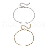 2Pcs 2 Colors 304 Stainless Steel Singapore Chain Bracelet Makings AJEW-JB01321-1