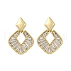 Rhombus Brass Micro Pave Clear Cubic Zirconia Dangle Stud Earrings EJEW-F373-02G-2