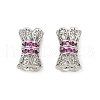 Brass Micro Pave Cubic Zirconia Screw Clasps KK-H202-15P-1