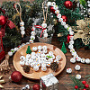   60Pcs 6 Styles Round Christmas Snowman Print Wood European Beads WOOD-PH0002-98-5