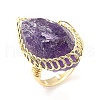 Natural Amethyst Horse Eye Wrapped Adjustable Ring G-D458-03G-07-RS-4