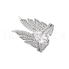 Brass Micro Pave Clear Cubic Zirconia Cuff Rings for Women RJEW-S398-03B-P-4