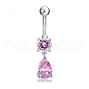 316L Surgical Stainless Steel Cubic Zirconia Teardrop Dangle Belly Rings WG1D57E-01-2