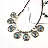 Ethnic Style Alloy Pave Dyed Synthetic Turquoise Pendant Bib Necklaces FS-WGF05C4-05-1