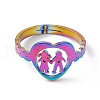 Ion Plating(IP) 201 Stainless Steel Heart with Lovers Adjustable Ring for Valentine's Day RJEW-K238-11M-1