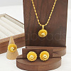 Flower Alloy Pendant Necklaces & Stud Earrings & Ring Sets FS-WGB5987-01-1