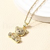 Bear Brass Micro Pave Cubic Zirconia Stud Earrings & Pendant Necklaces Sets SJEW-Z002-01G-2