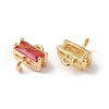 Brass Pave Glass Connector Charms KK-C062-029G-2