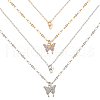 ANATTASOUL 2Pcs 2 Colors Crystal Rhinestone Butterfly Pendant Double Layer Necklaces Set NJEW-AN0001-23-1