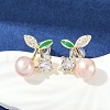 Cherry Brass Clear Cubic Zirconia Stud Earrings KK-D301-13G-5