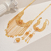 Alloy Hollow Flower Tassel Bracelets & Earrings & Necklaces & Rings Sets for Women LH7675-4