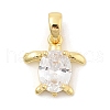 Rack Plating Leaf Brass Clear Cubic Zirconia Pendants KK-S407-13G-A-1
