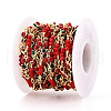 Brass Enamel Cherry Link Chains KK-T074-75G-2