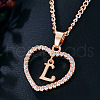 Alloy Crystal Rhinestone Heart with Initial Pendant Necklaces WGD4CFD-12-1
