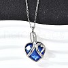 304 Stainless Steel & Blue Glass Heart Urn Ashes Necklaces NJEW-K393-04P-1