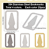 SUNNYCLUE 80Pcs 4 Colors 304 Stainless Steel Bookmarks FIND-SC0008-27-2