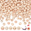  250Pcs 5 Styles Printed Natural Wood European Beads WOOD-NB0002-63-1