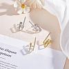 Silver Hoop Earrings Studs 18K Gold Plated Open C Shape Hoop Earrings Studs Simple Hypoallergenic Dainty CZ Studs Jewelry Gift for Women JE1074B-5