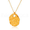 Stainless Steel Textured Oval Pendant Necklaces for Women WH5645-2-2