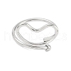 Non-Tarnish 304 Stainless Steel Heart Open Cuff Ring for Women RJEW-C097-05P-2