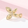 Brass Micro Pave Clear Cubic Zirconia Cuff Rings for Women RJEW-U047-20G-2