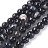 Natural Black Agate Beads Strands G-G582-4mm-60-1