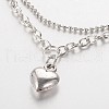 Tibetan Style Heart Charm Anklets AJEW-AN00092-02-2