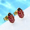 304 Stainless Steel Enamel Stud Earrings EJEW-S259-01B-G-5