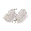Rack Plating Copper Wire Wrapped Natural Quartz Crystal Chip Big Pendants G-C130-01P-03-2