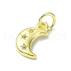 Moon Theme Brass Micro Pave Clear Cubic Zirconia Charms KK-H475-57G-13-2