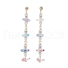Natural Quartz Crystal & Glass Butterfly Beaded Dangle Stud Earrings EJEW-JE05197-1